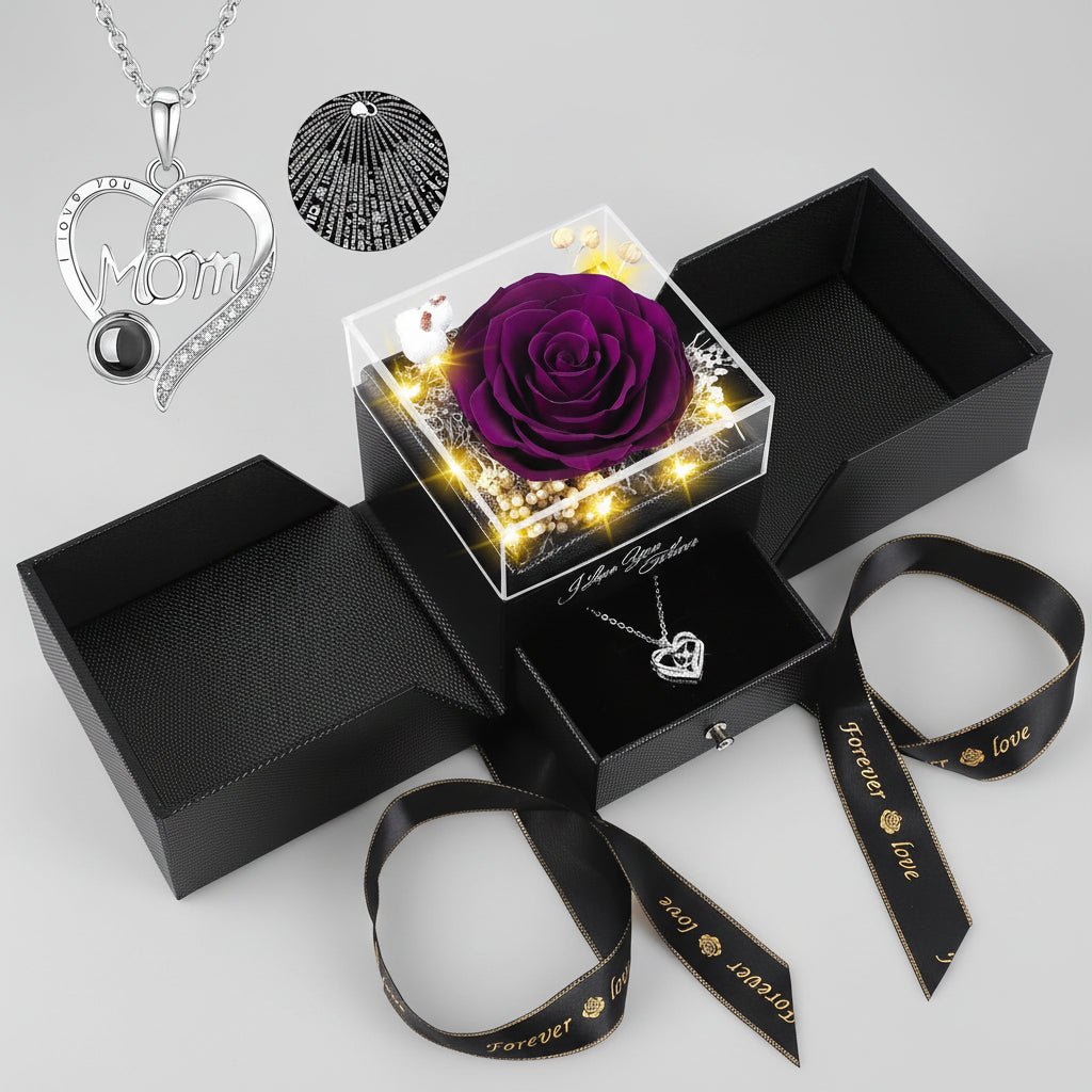 Eternal Love Rose LED Heart Pendant Necklace