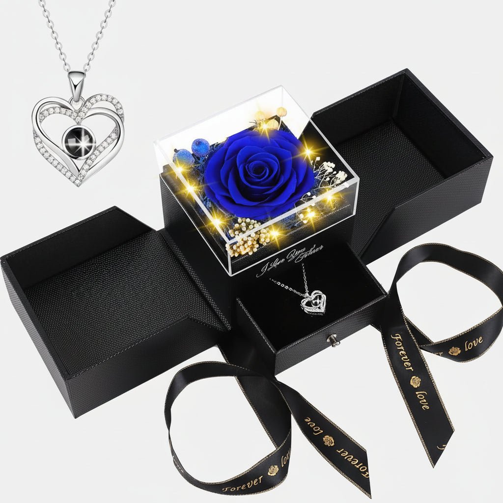 Eternal Love Rose LED Heart Pendant Necklace