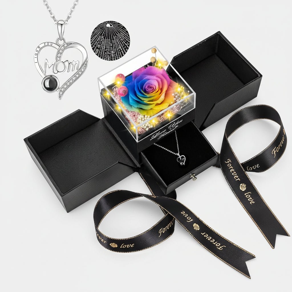 Eternal Love Rose LED Heart Pendant Necklace