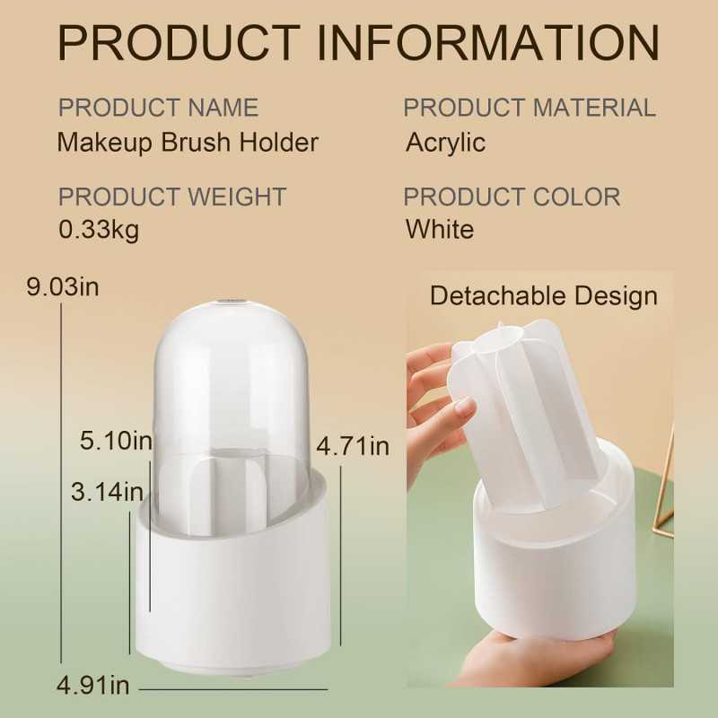 Rotating Makeup Brush Cosmetics Holder with Lid