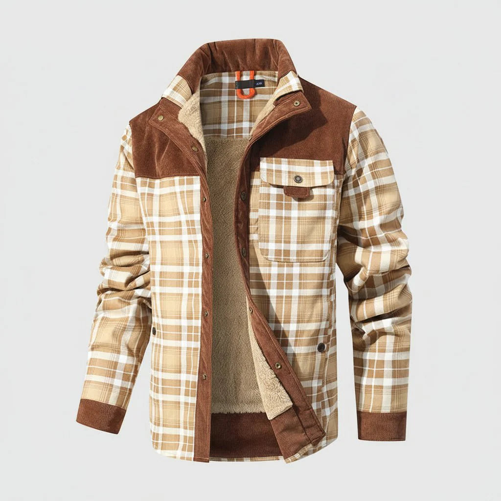 Warm Plaid Lined Mens Winter Jacket Coat