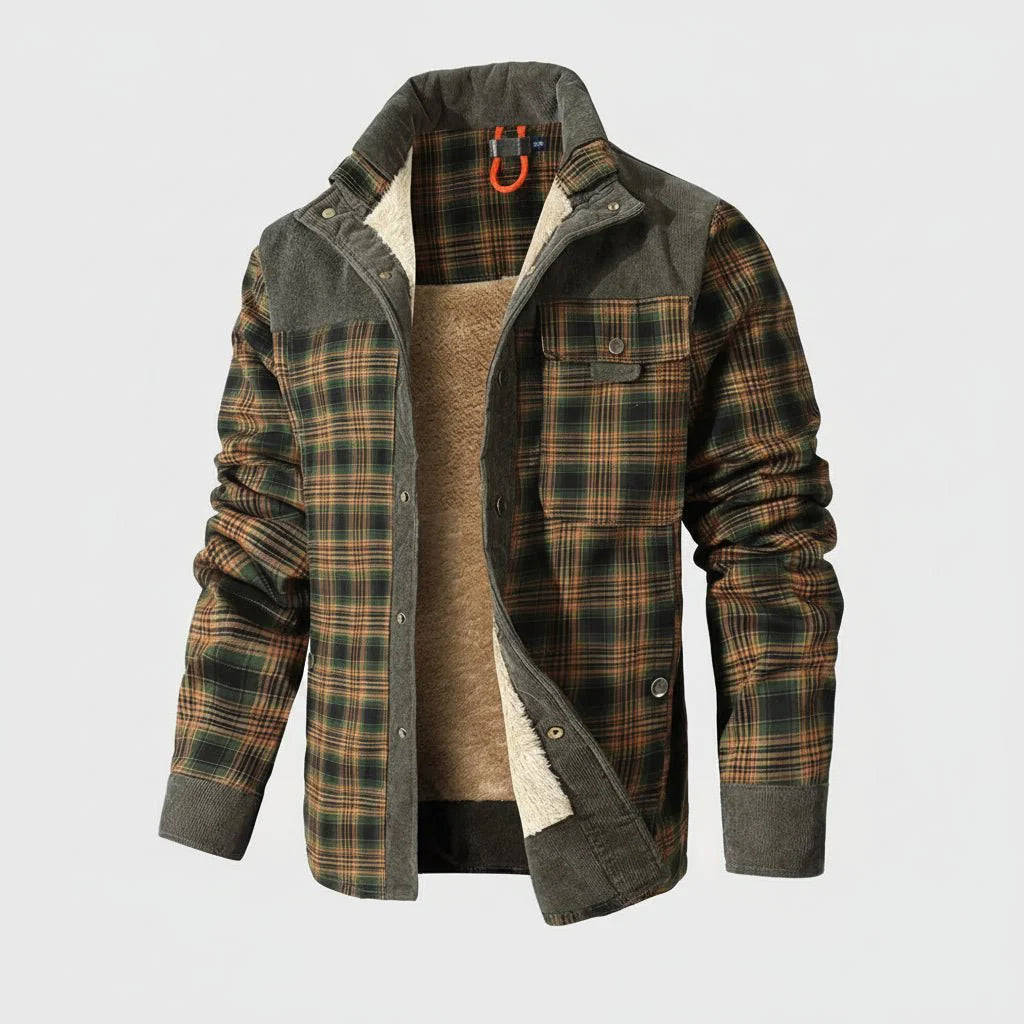 Warm Plaid Lined Mens Winter Jacket Coat