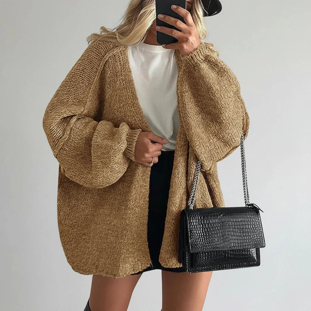 Cozy Oversized Open Front Cardigan Sweater Jacket