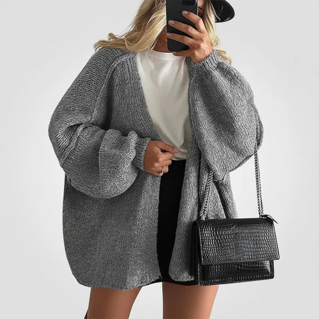 Cozy Oversized Open Front Cardigan Sweater Jacket