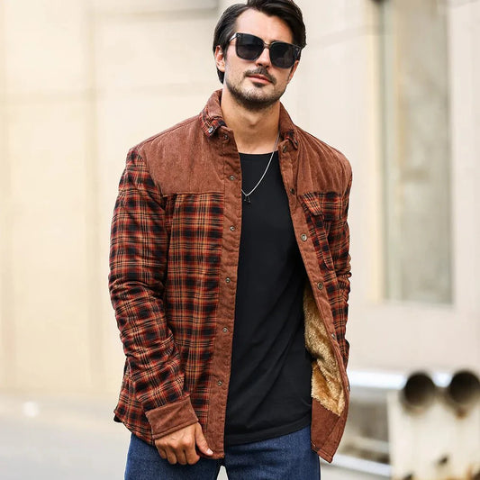 Warm Plaid Lined Mens Winter Jacket Coat - SweetyGem