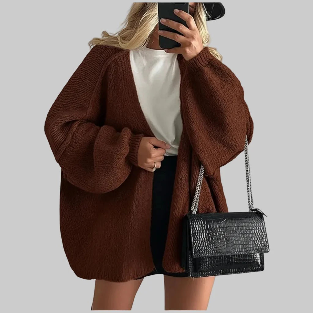 Cozy Oversized Open Front Cardigan Sweater Jacket - SweetyGem