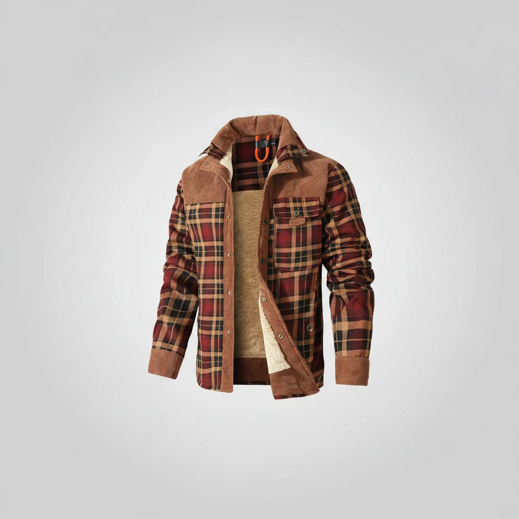 Warm Plaid Lined Mens Winter Jacket Coat