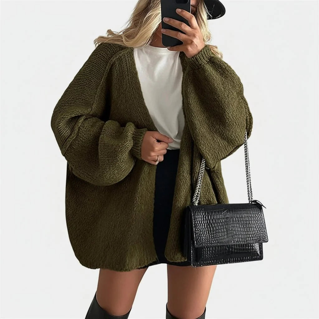 Cozy Oversized Open Front Cardigan Sweater Jacket