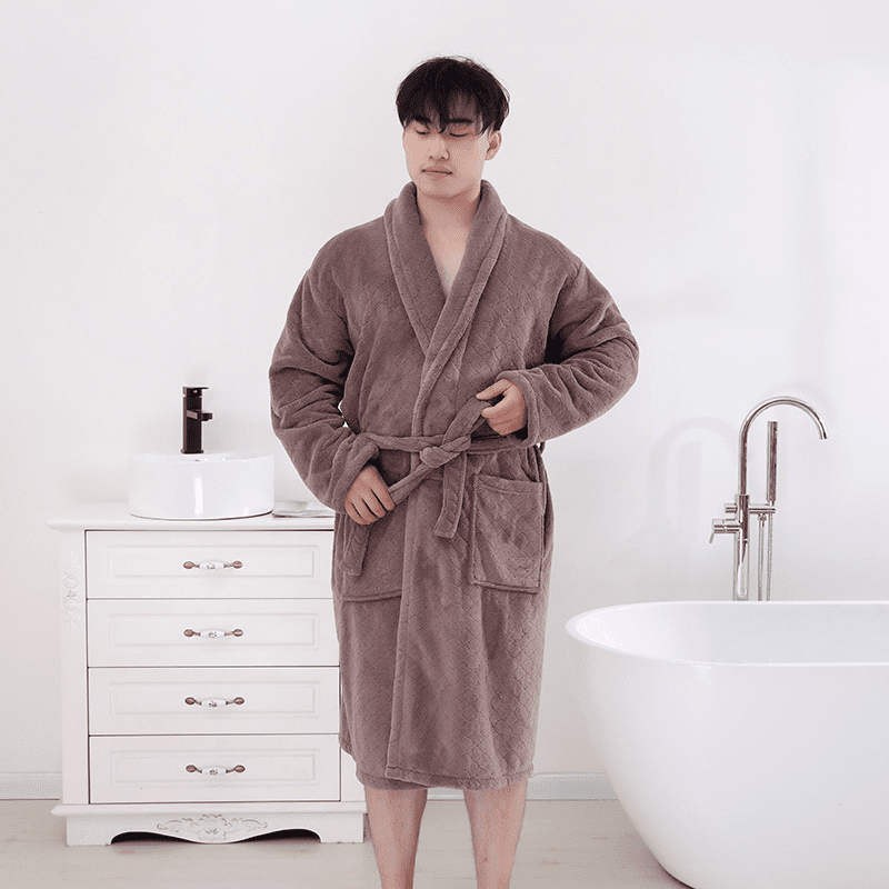 Soft Fleece Hooded Bathrobe for Women with Pockets