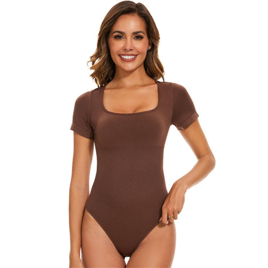Short Sleeve Round Neck Thong Shapewear