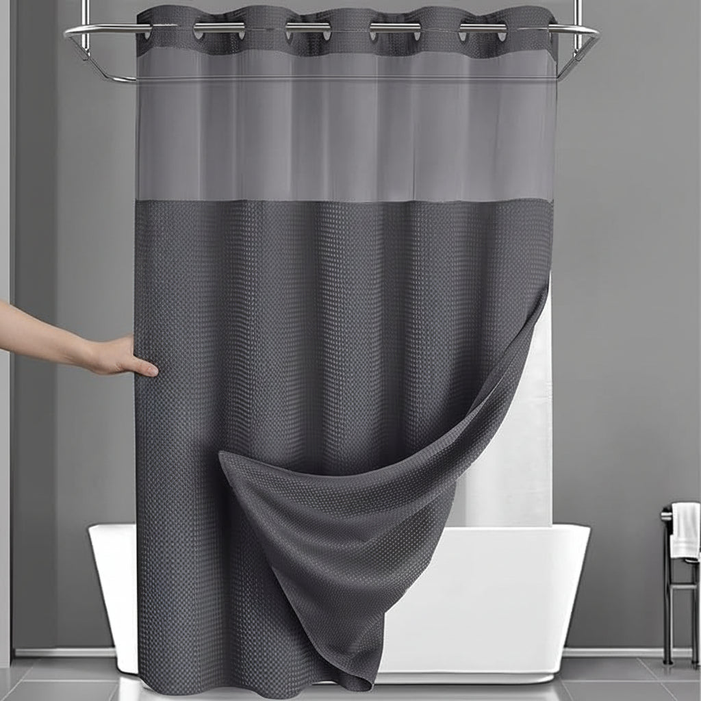Easy Hang Shower Curtain Waterproof Mesh Screen Panel