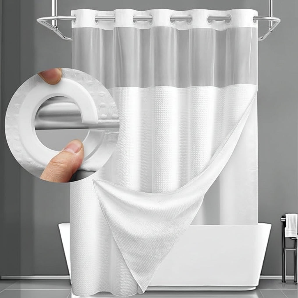 Easy Hang Shower Curtain Waterproof Mesh Screen Panel