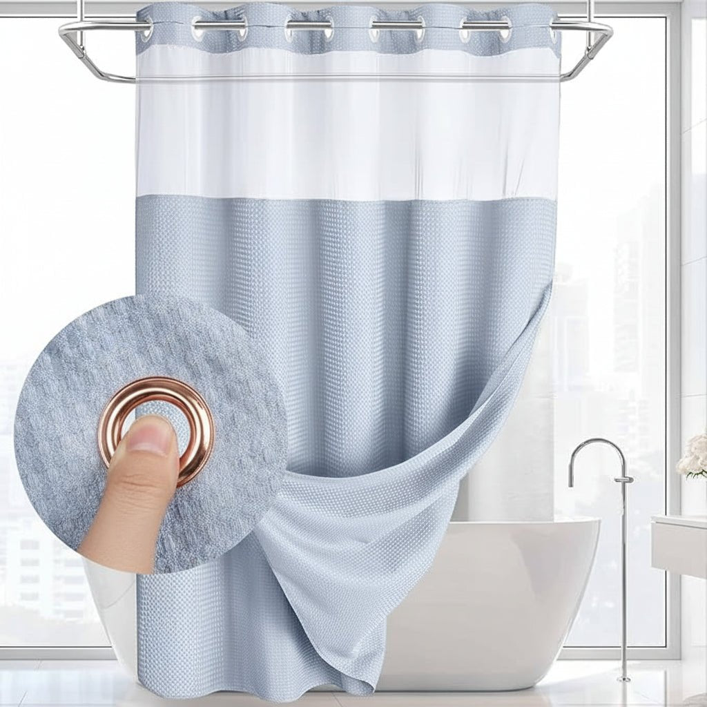Easy Hang Shower Curtain Waterproof Mesh Screen Panel