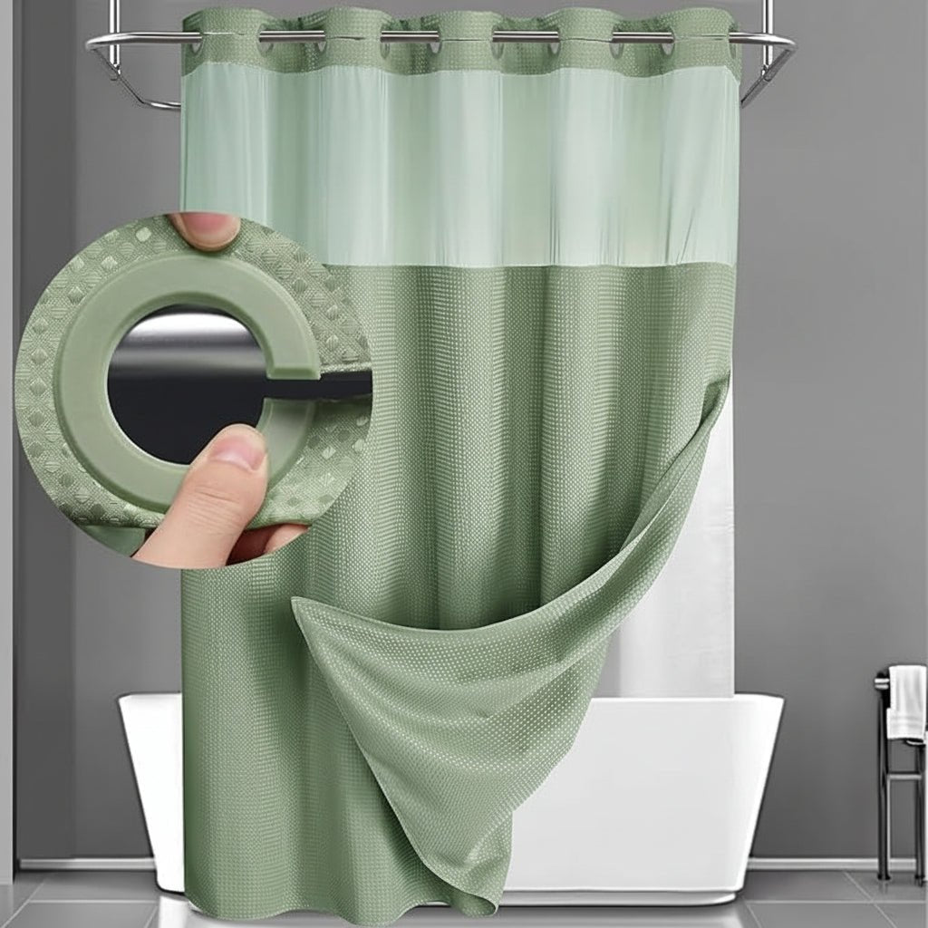 Easy Hang Shower Curtain Waterproof Mesh Screen Panel