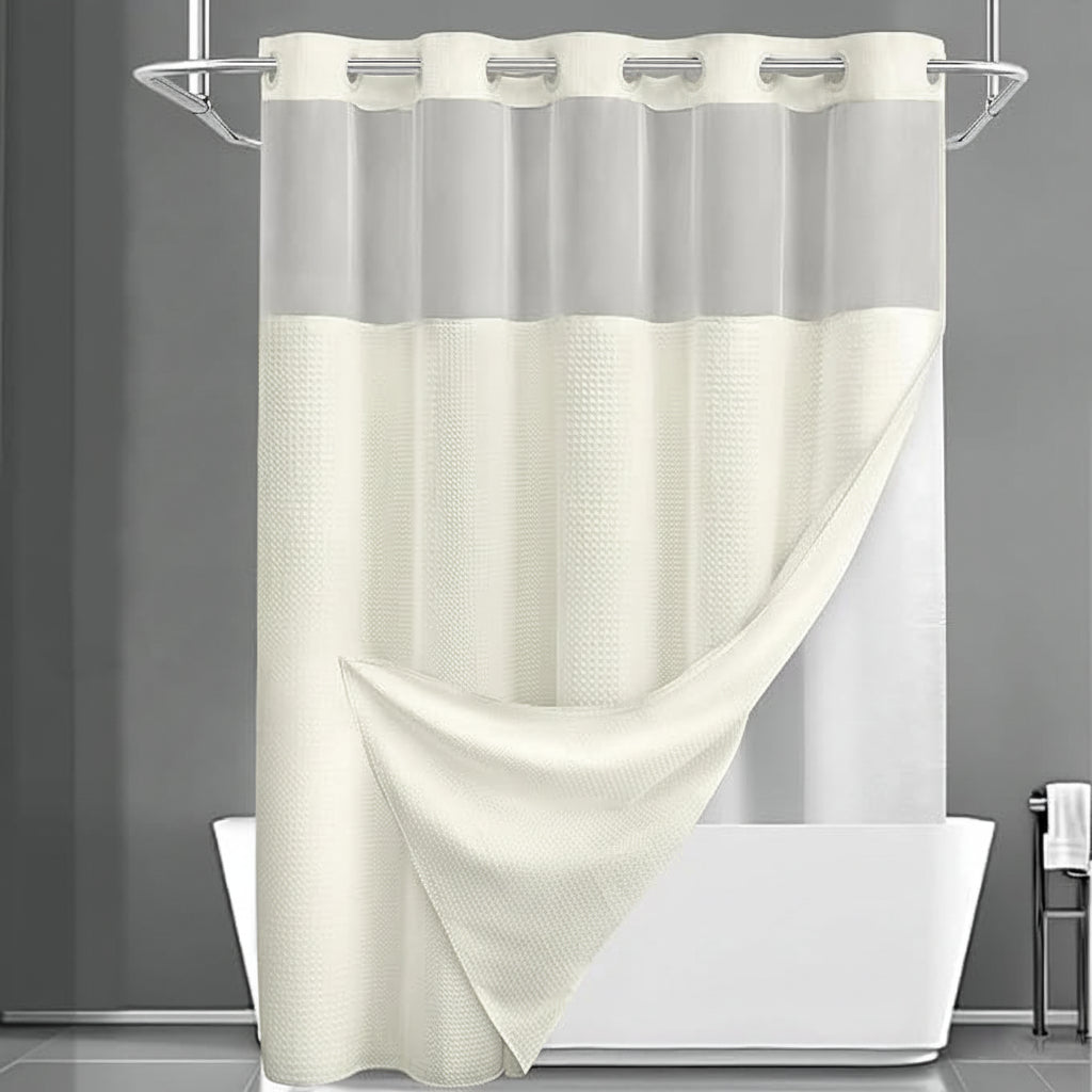 Easy Hang Shower Curtain Waterproof Mesh Screen Panel