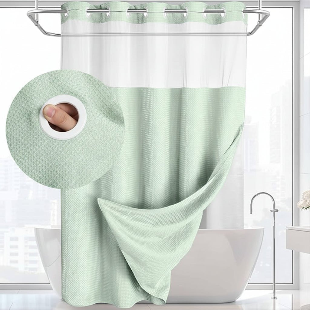 Easy Hang Shower Curtain Waterproof Mesh Screen Panel