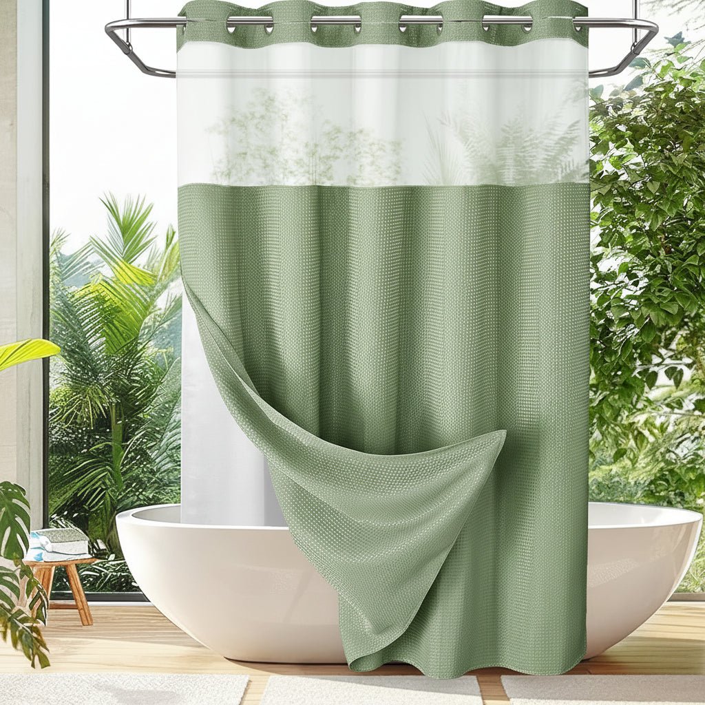 Easy Hang Shower Curtain Waterproof Mesh Screen Panel