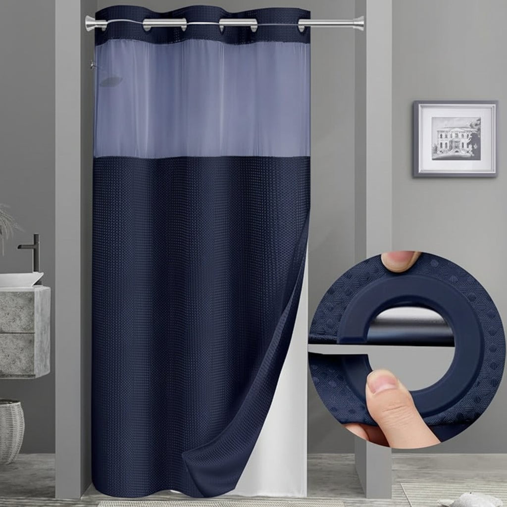 Easy Hang Shower Curtain Waterproof Mesh Screen Panel