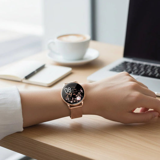 Stylish Women's Rose Gold Smart Watch with Touch Screen - SweetyGem