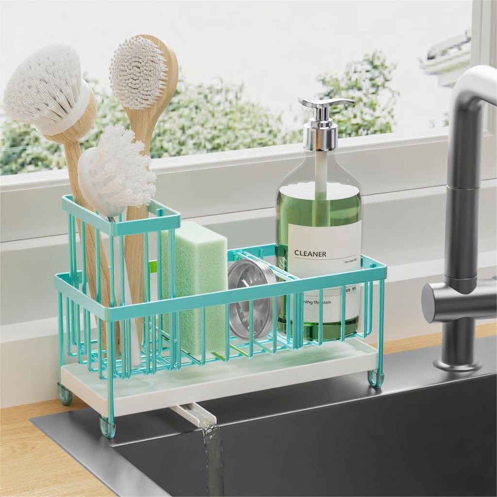Stainless Kitchen Sink Organizer 360 Spin Caddy
