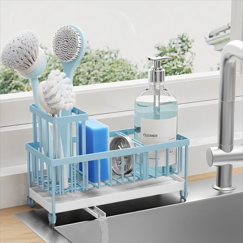 Stainless Kitchen Sink Organizer 360 Spin Caddy