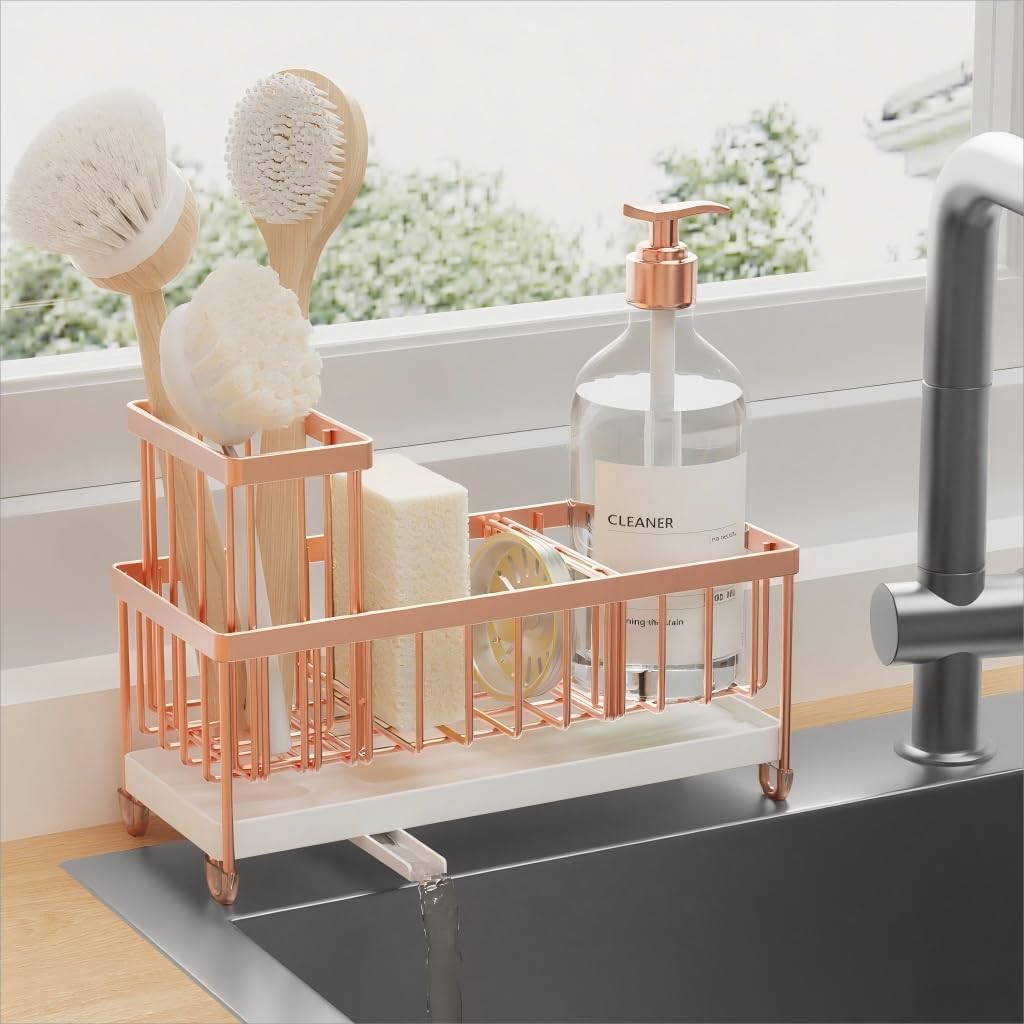 Stainless Kitchen Sink Organizer 360 Spin Caddy