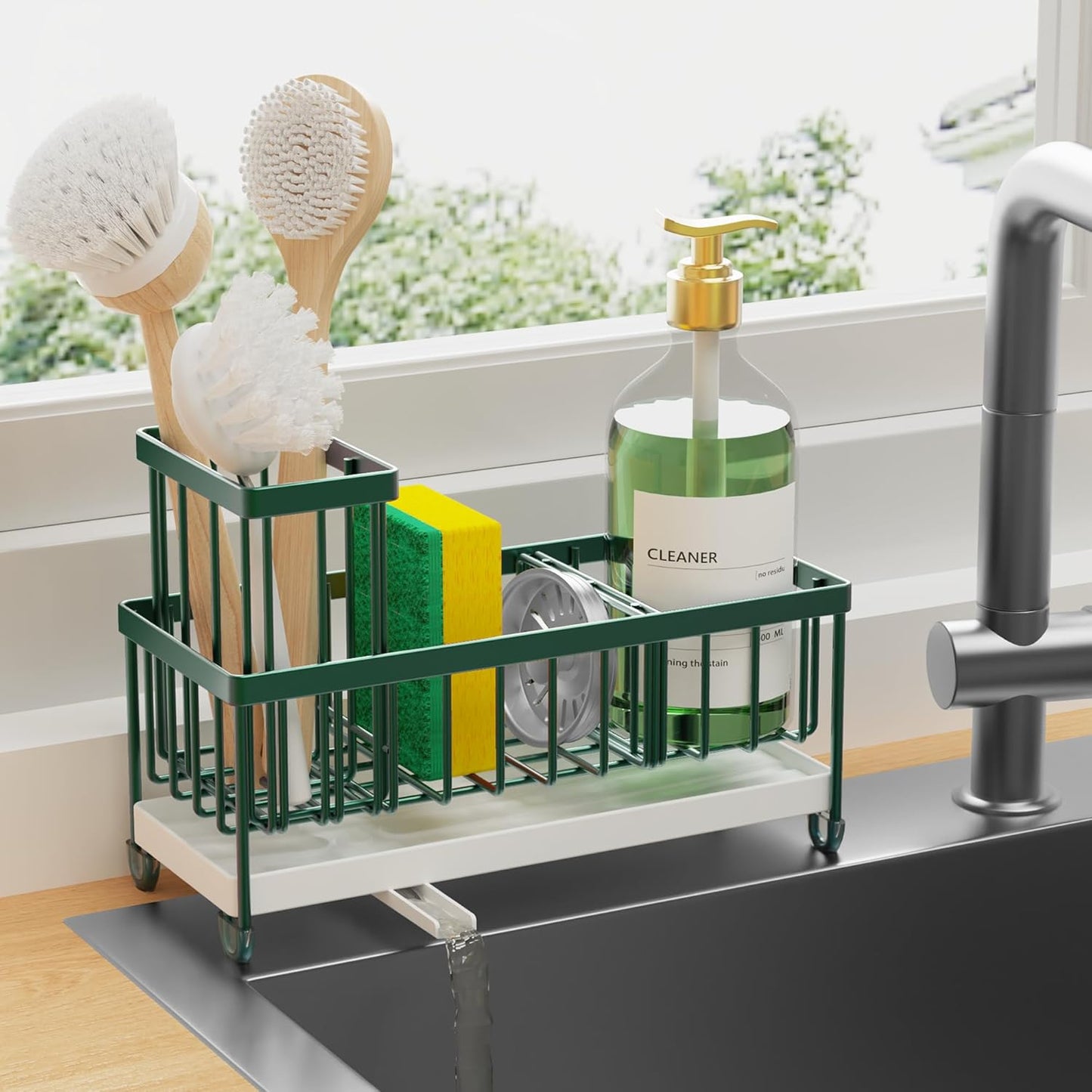 Stainless Kitchen Sink Organizer 360 Spin Caddy