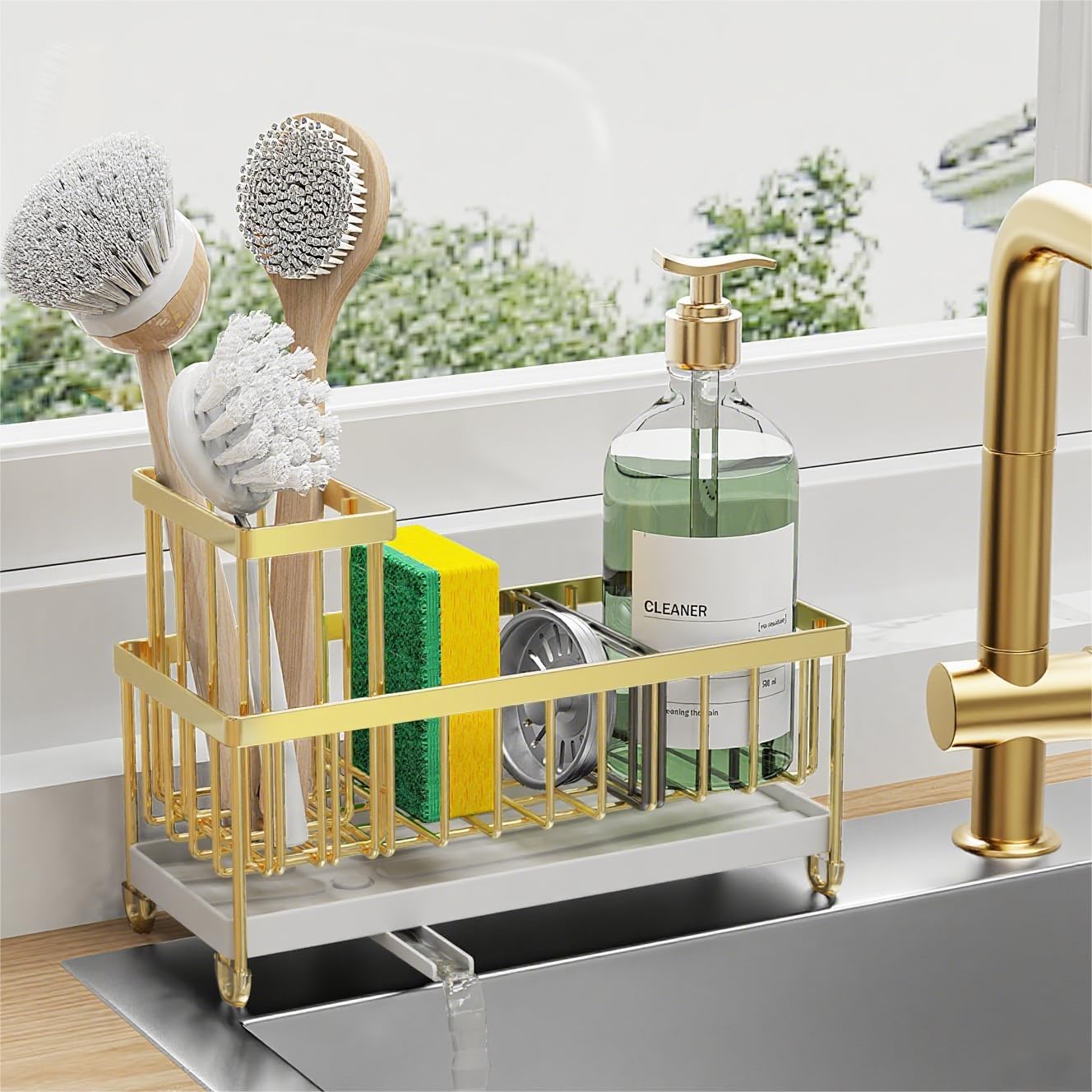 Stainless Kitchen Sink Organizer 360 Spin Caddy