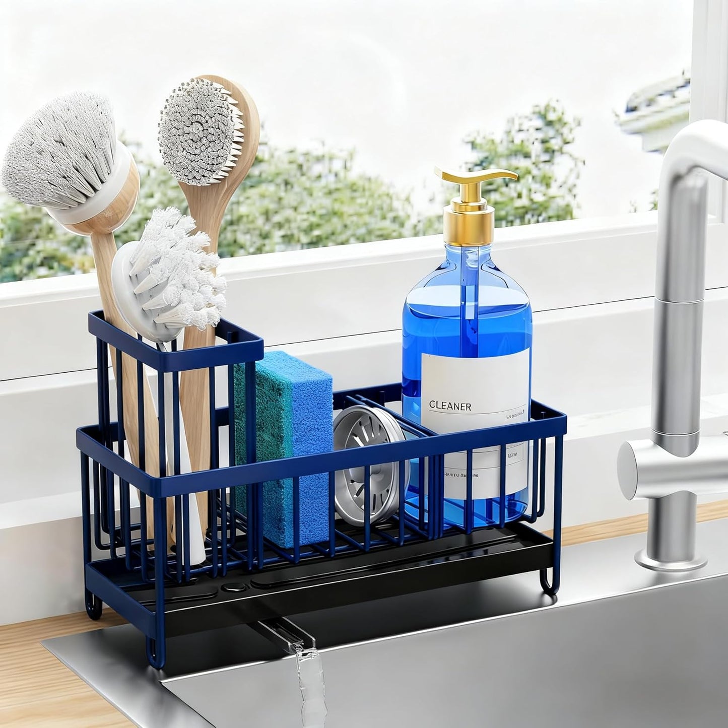 Stainless Kitchen Sink Organizer 360 Spin Caddy
