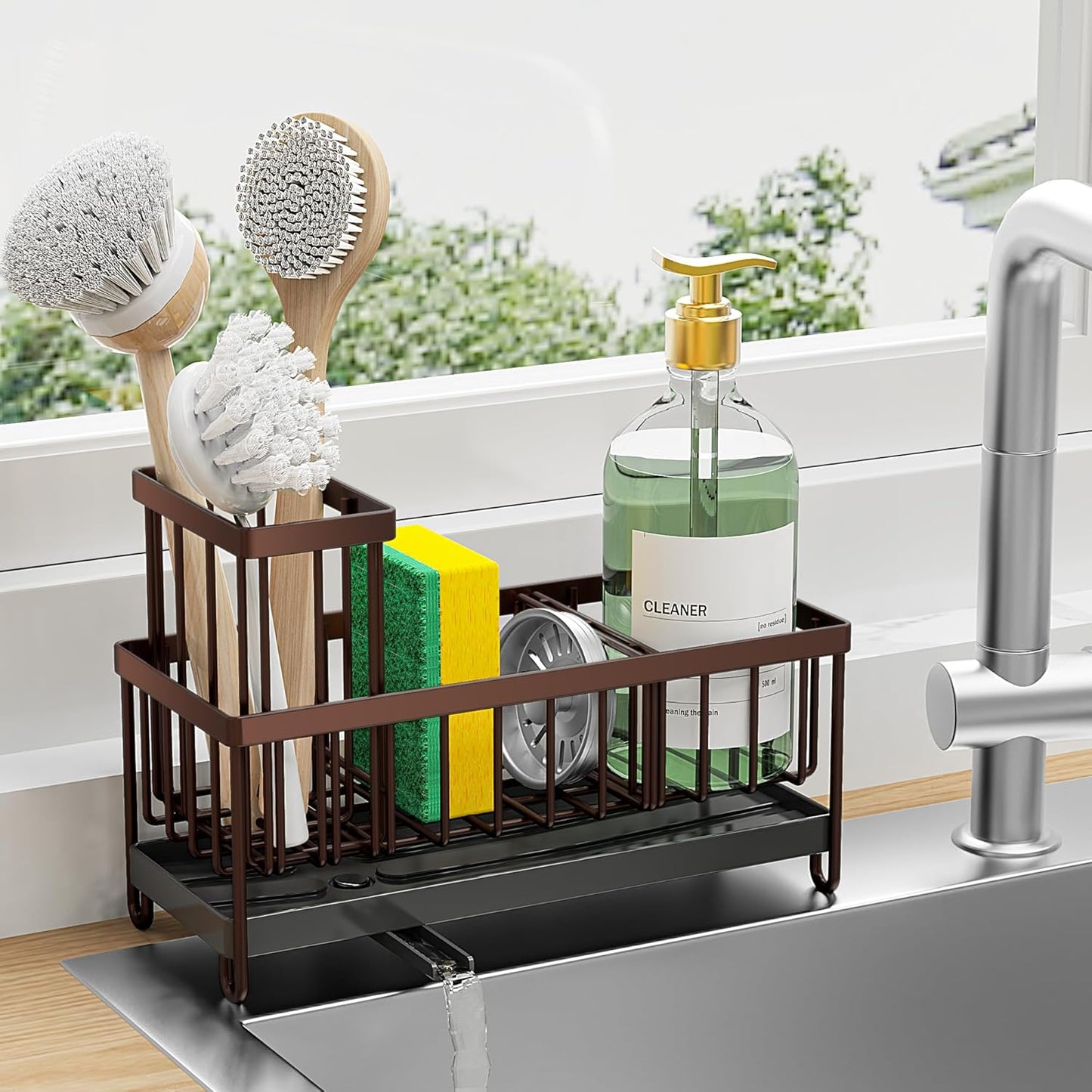 Stainless Kitchen Sink Organizer 360 Spin Caddy