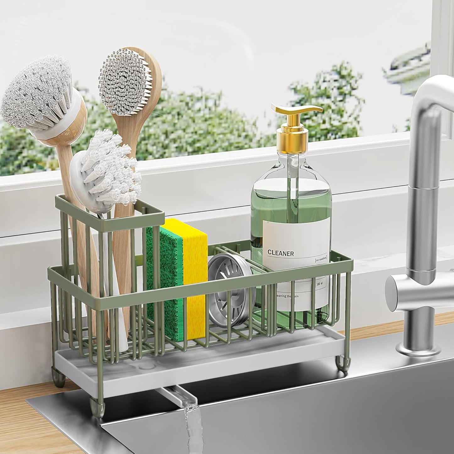 Stainless Kitchen Sink Organizer 360 Spin Caddy