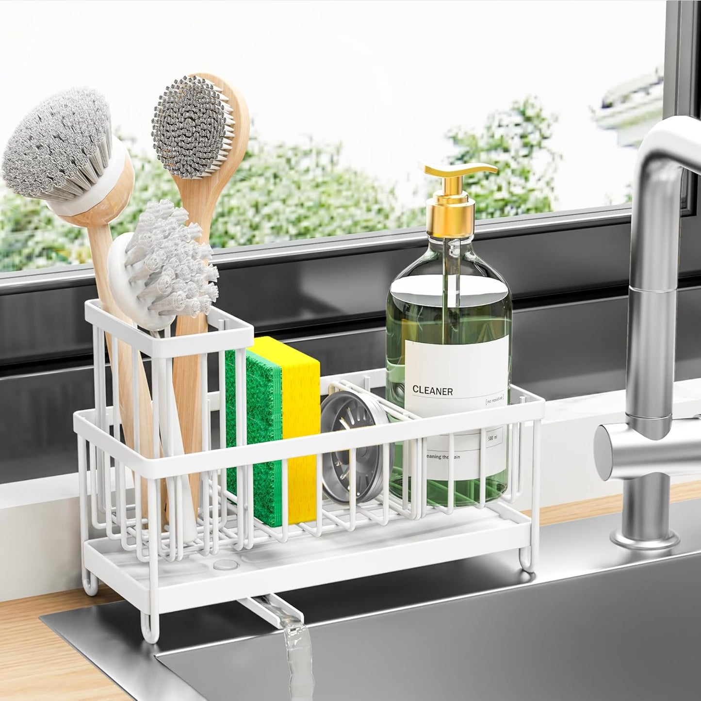 Stainless Kitchen Sink Organizer 360 Spin Caddy