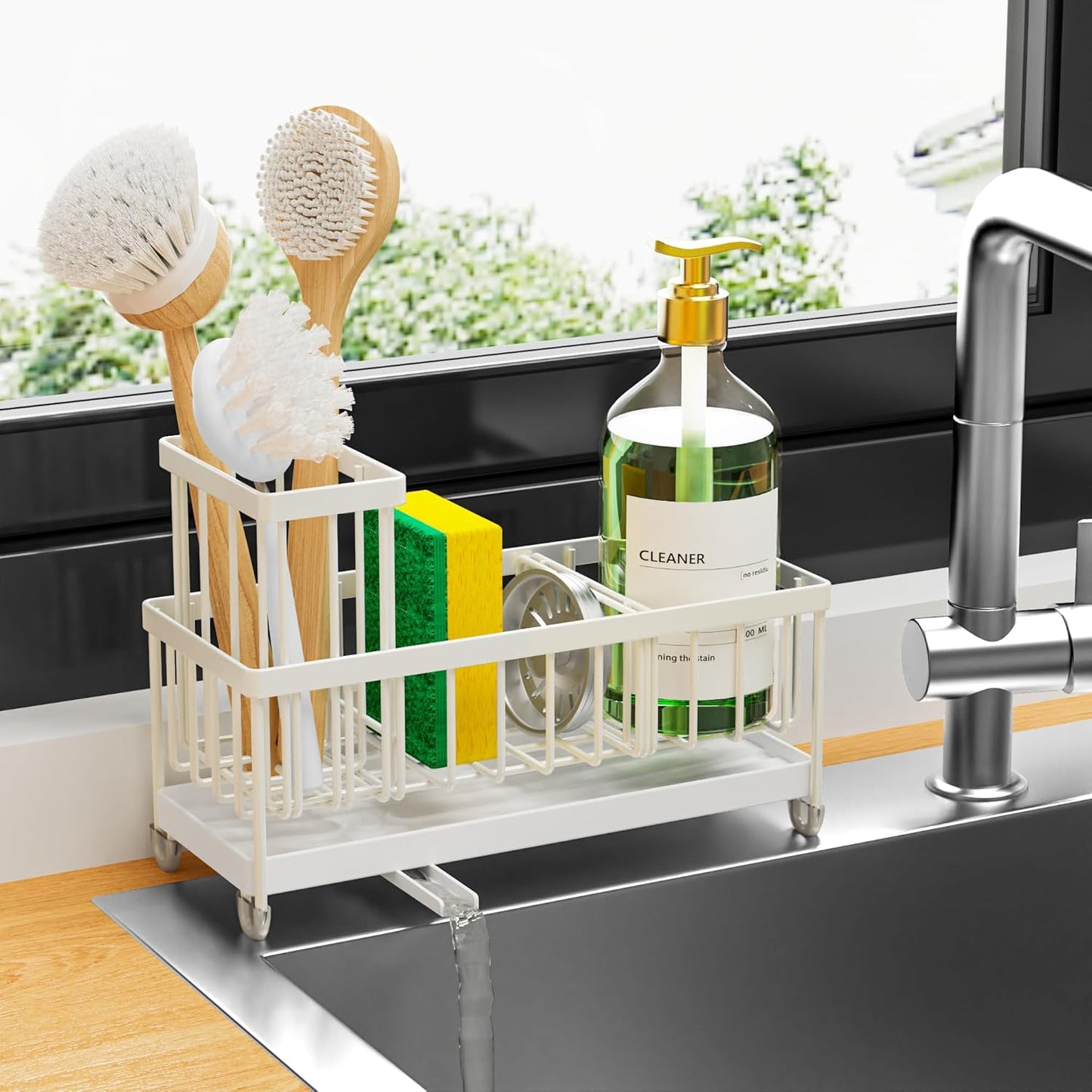 Stainless Kitchen Sink Organizer 360 Spin Caddy
