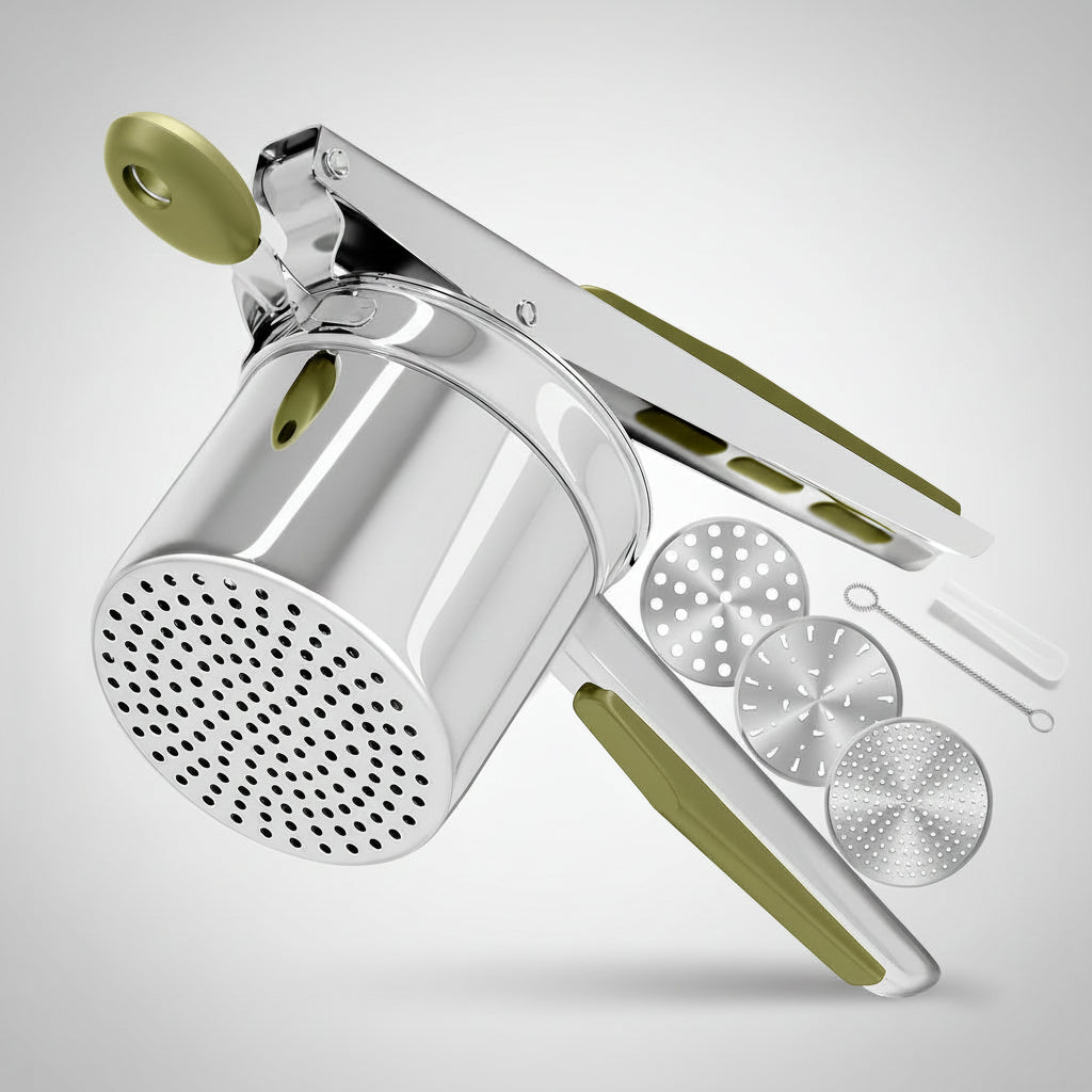 Premium Potato Ricer with 3 Interchangeable Discs