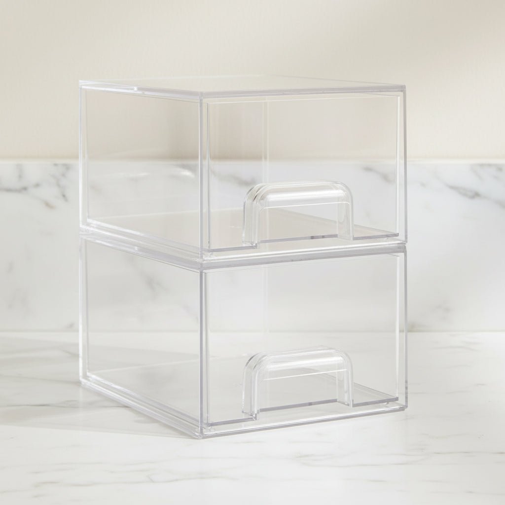 Clear Plastic Stackable Storage Bins with Handles - SweetyGem