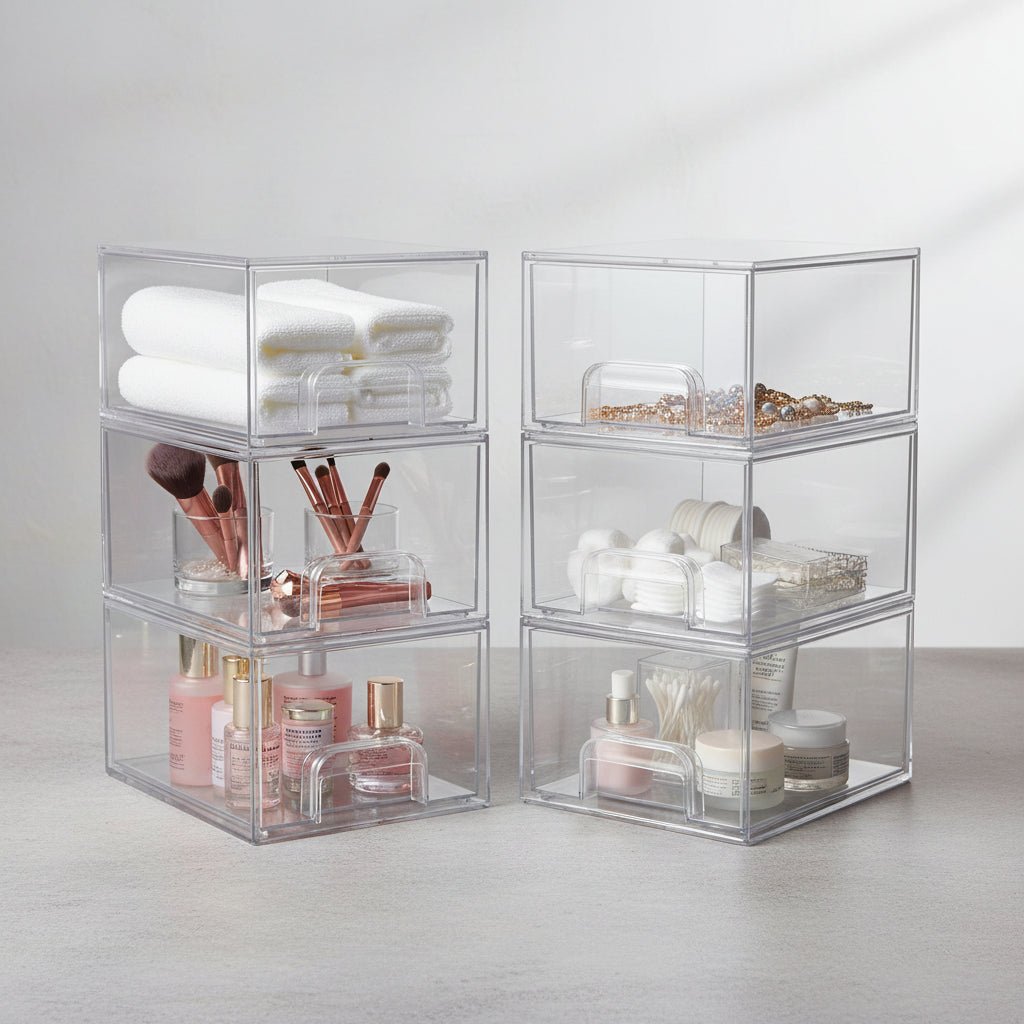 Clear Plastic Stackable Storage Bins with Handles