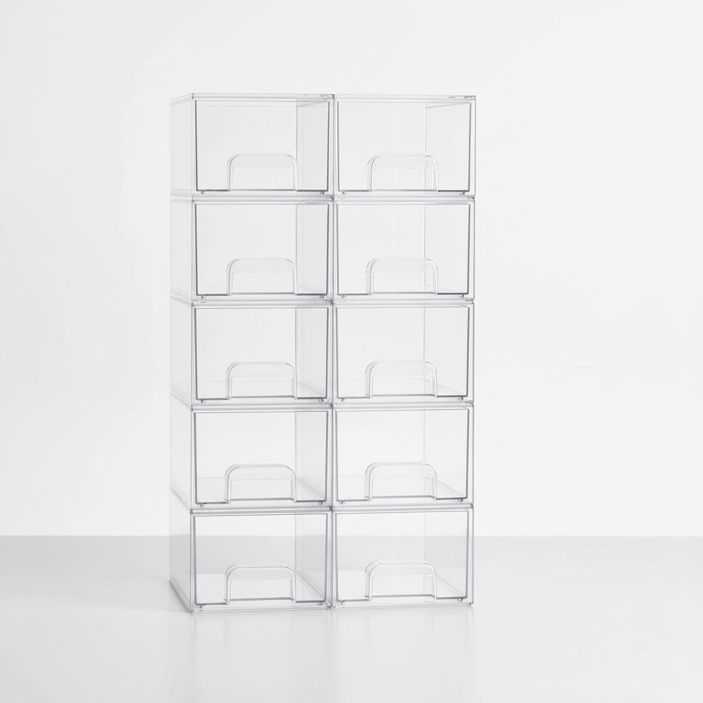 Clear Plastic Stackable Storage Bins with Handles
