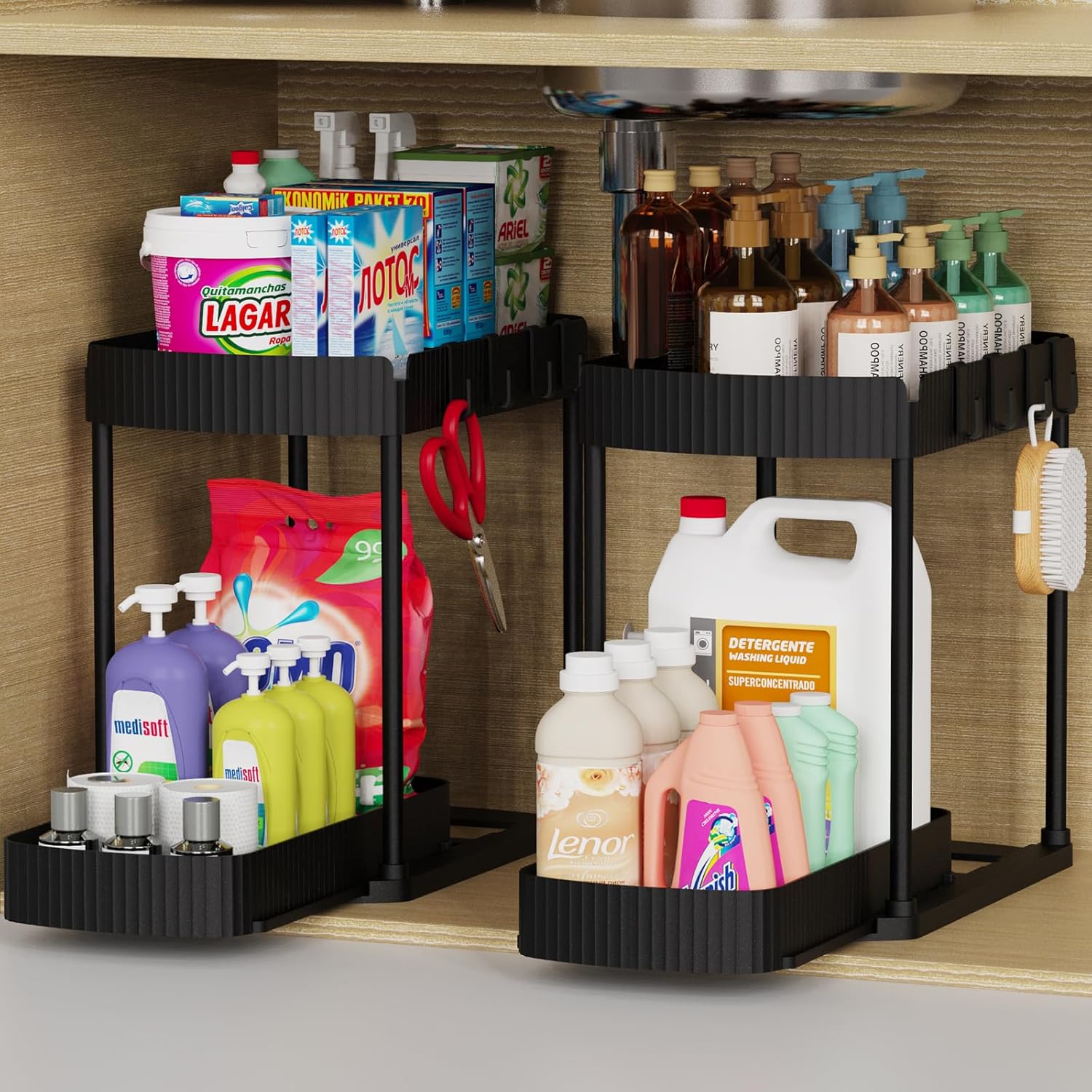 2 Pack Space Saving Under Sink Bathroom Storage Bins - SweetyGem