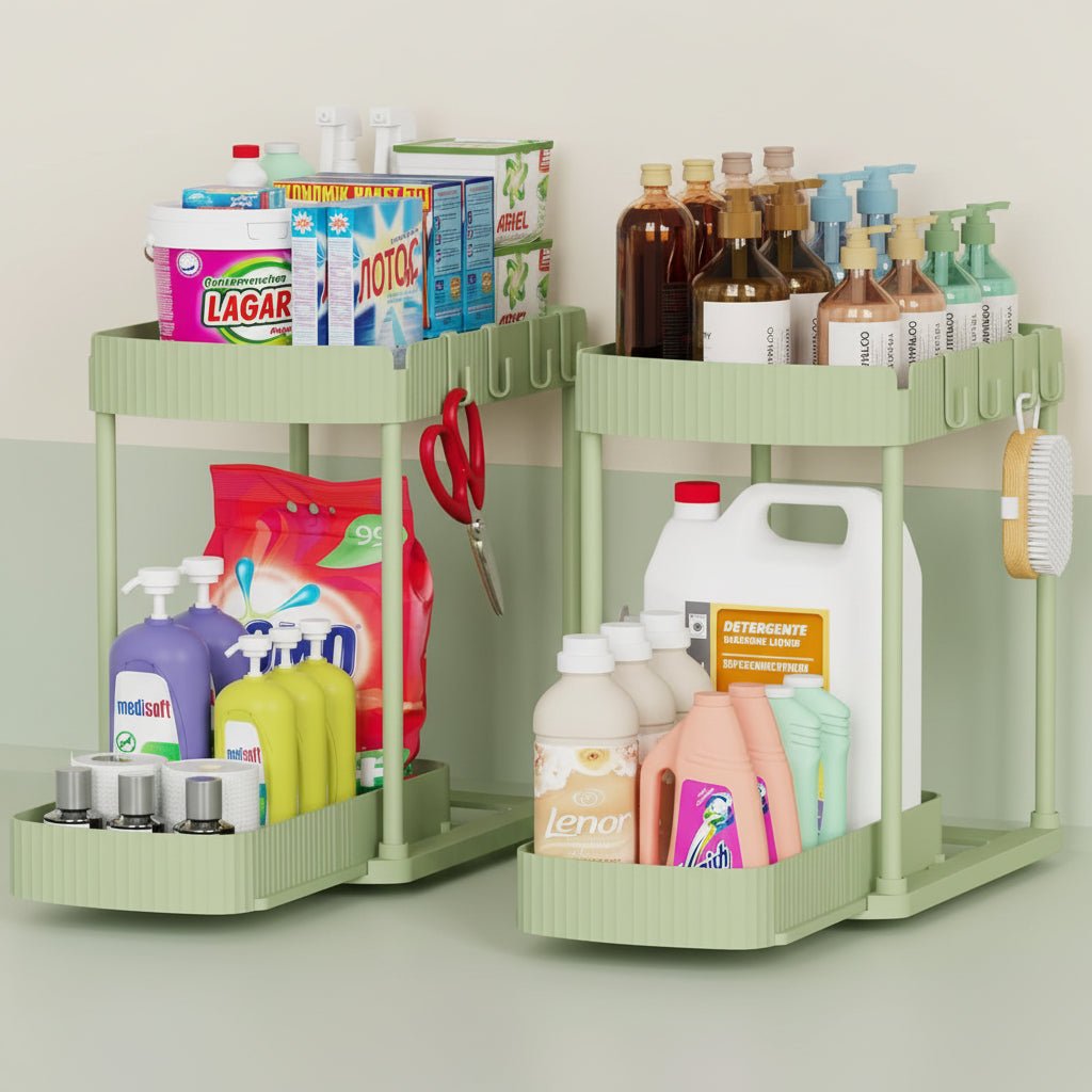 2 Pack Space Saving Under Sink Bathroom Storage Bins