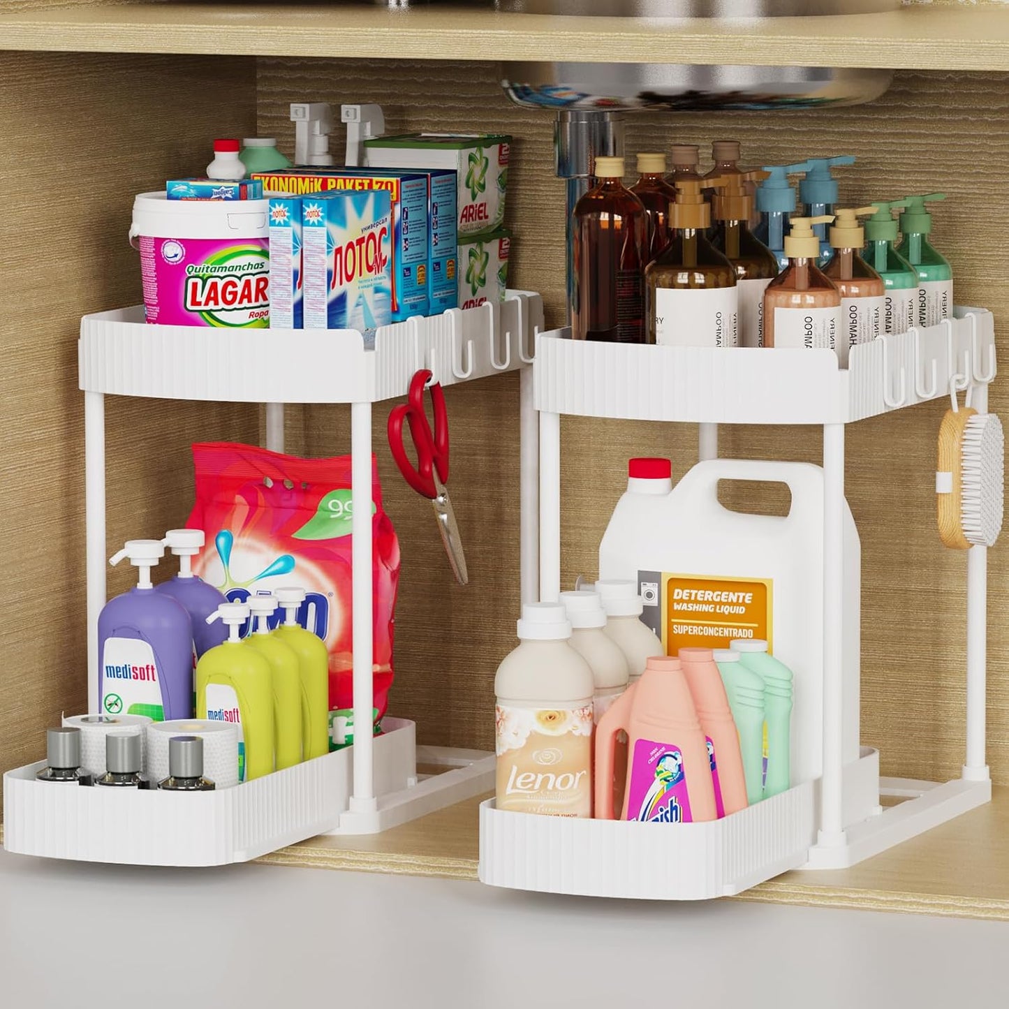 2 Pack Space Saving Under Sink Bathroom Storage Bins
