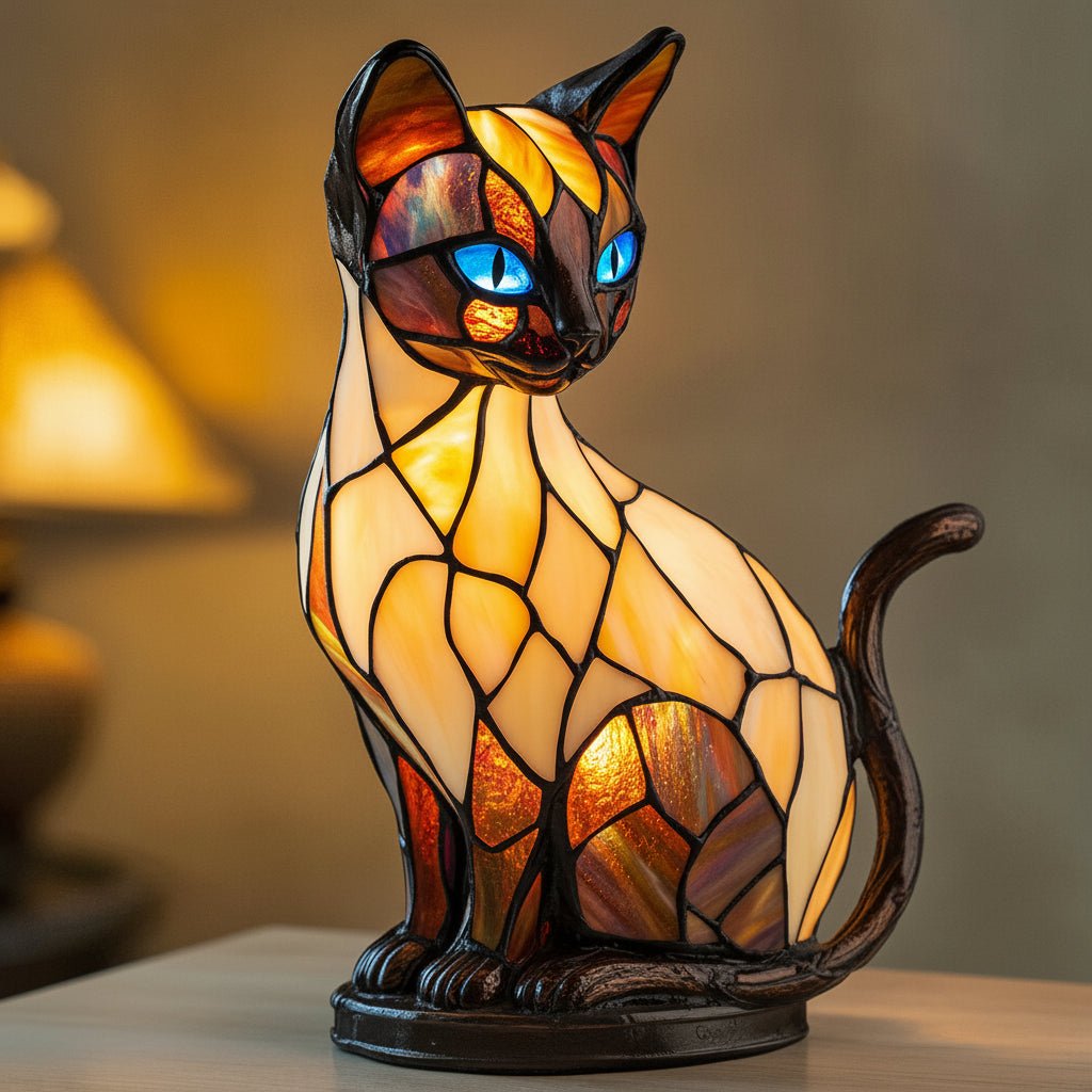 Colorful Mosaic Cat Table Lamp Home Decor Lighting - SweetyGem