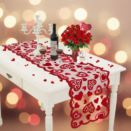 Romantic Red Table Runner Valentine Decor - SweetyGem