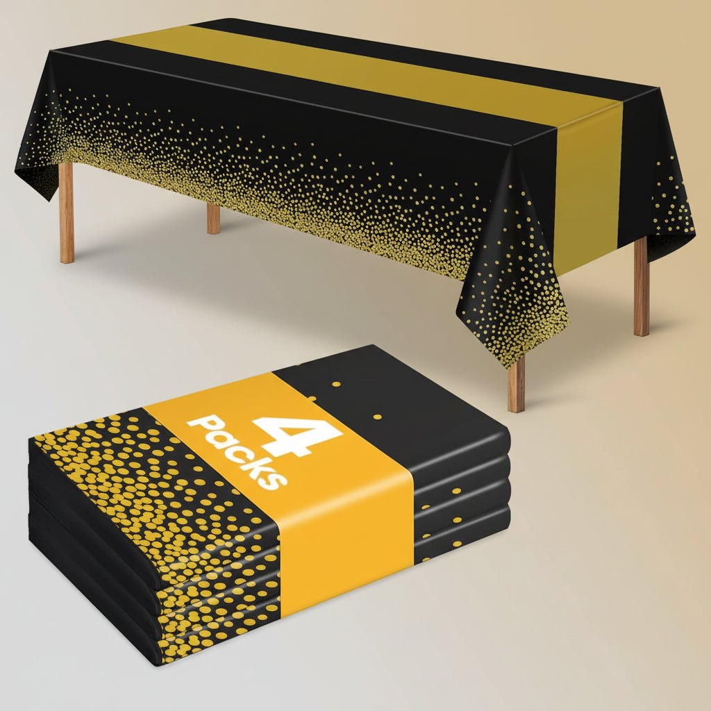 Premium Rectangular Plastic Table Cover White and Gold