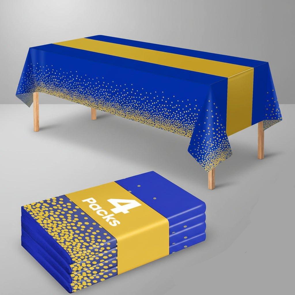 Premium Rectangular Plastic Table Cover White and Gold