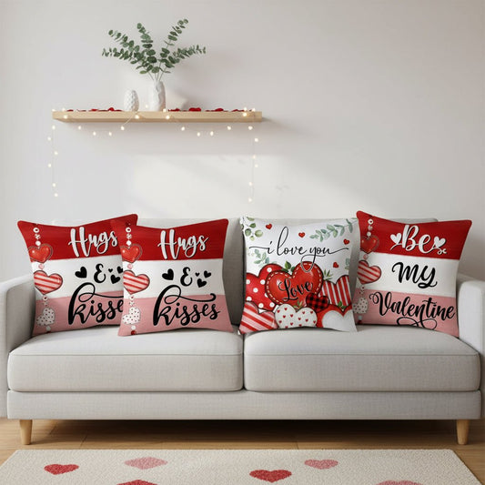 Romantic Red Heart Pillow Covers Valentine Decor Cushion - SweetyGem