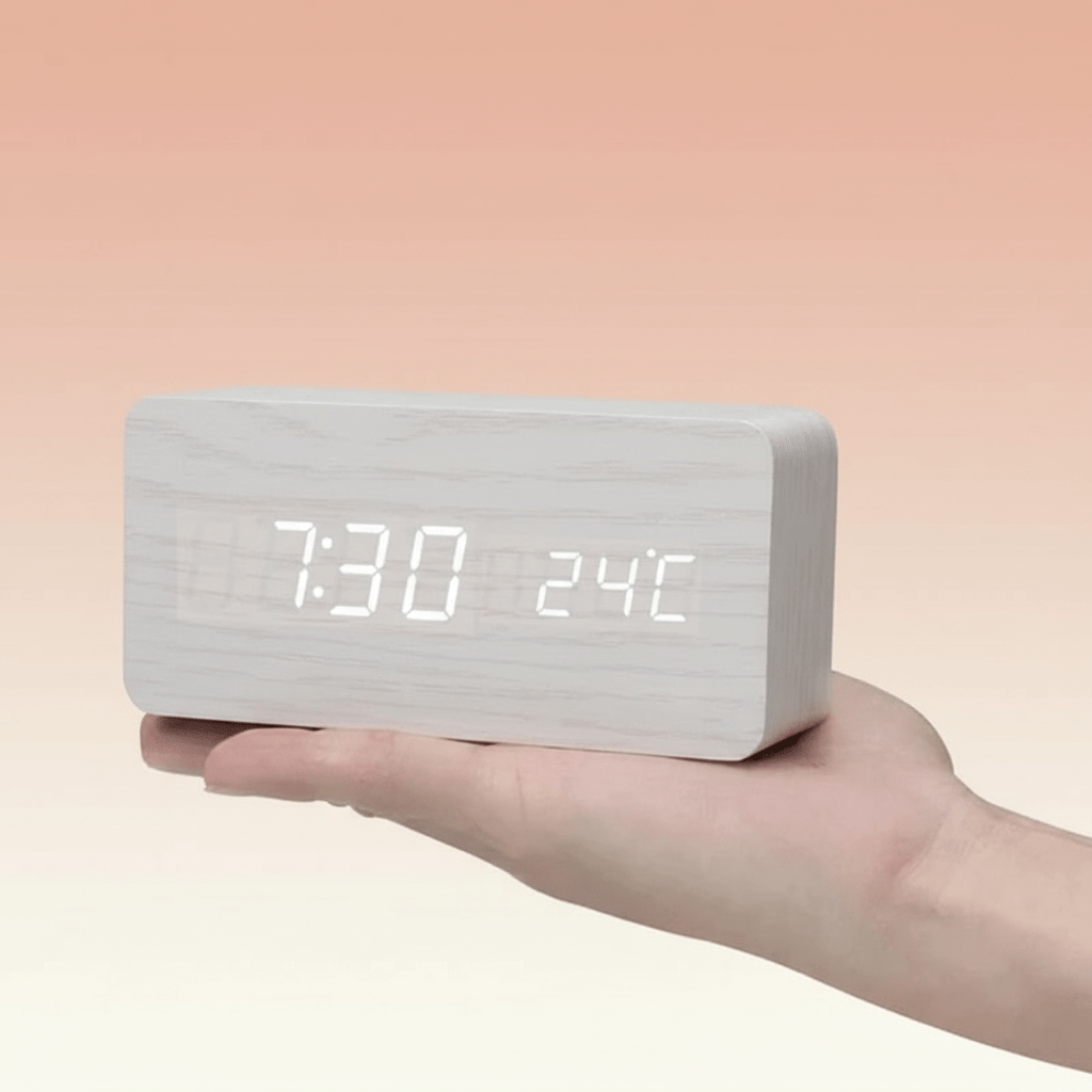 Smart LED Table Clock with Voice Control and Dimmer