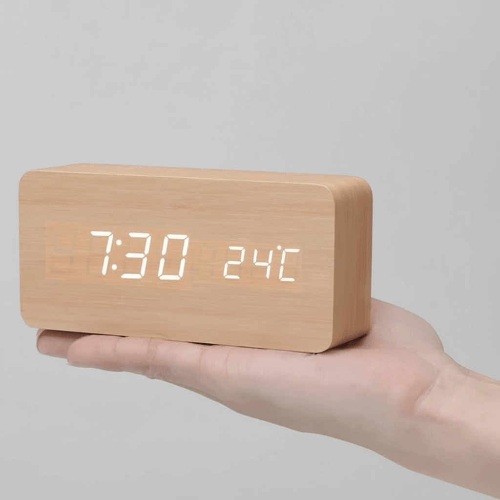Smart LED Table Clock with Voice Control and Dimmer