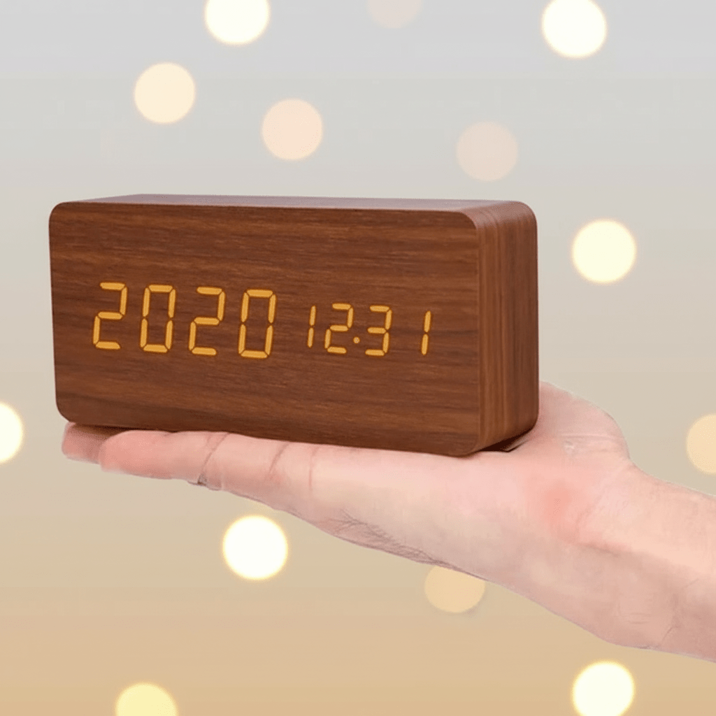Smart LED Table Clock with Voice Control and Dimmer