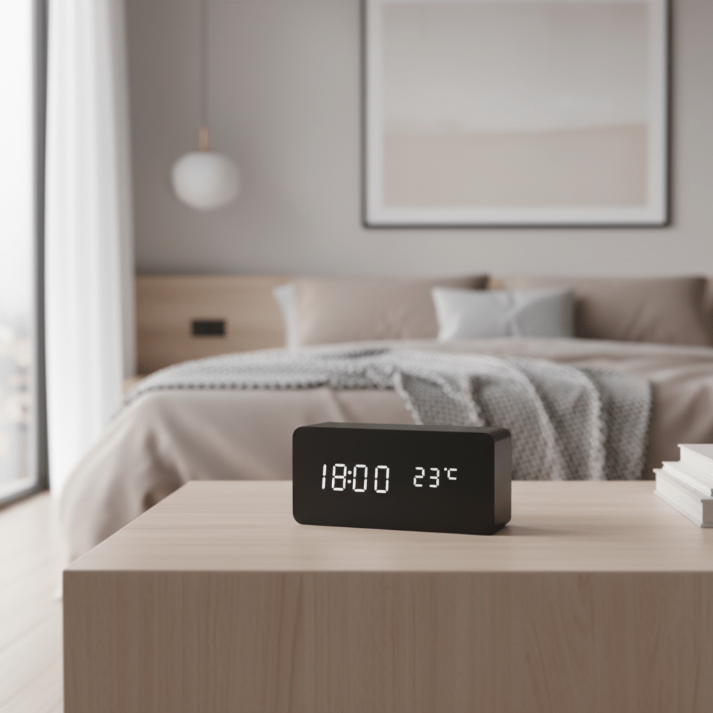 Smart LED Table Clock with Voice Control and Dimmer