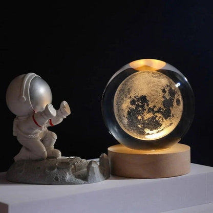 Glowing Crystal Orb Table Lamp Galaxy Pattern
